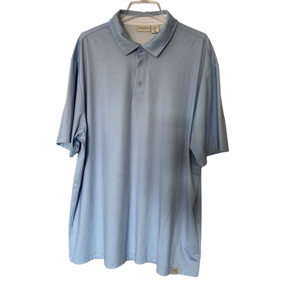 Rorie Whelan Golf Polo‎ Shirt Men's 2XL Blue Dot Short Sleeve Stretch Pullover
